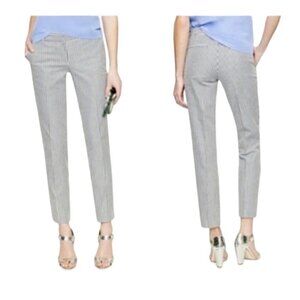 J Crew Pixie Chino White Blue Sailor Size 8 Seersucker Mid Rise Striped Pant